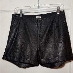 L’angence Black Leather Shorts Size 2